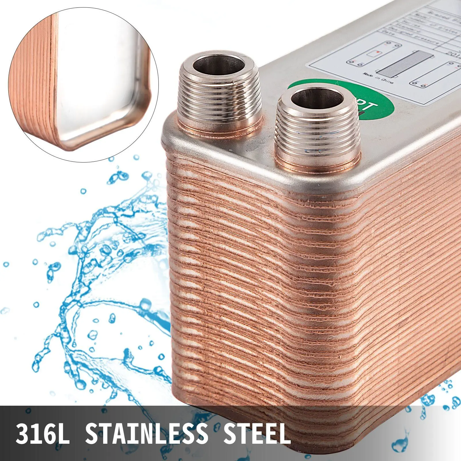 Plate Heat Exchanger, 3"x7.5", 316L, 3/4", MPT - detail 8
