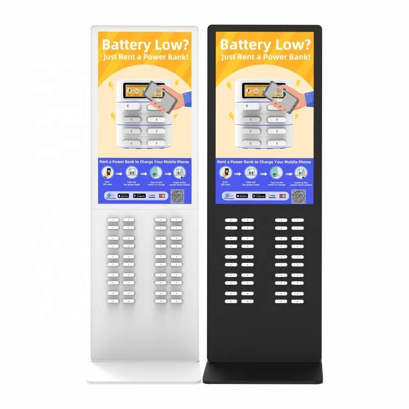 48 Port Shared Charging Station Power Bank Advertising Screen Powerbank Station