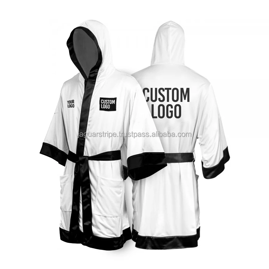 Custom Silk Satin Boxing Gown Dressing Robe Full Length Boxing Robe