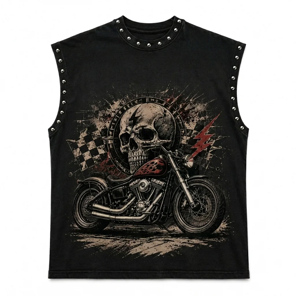 Custom Acid Washed Distressed Rhinestone Tank Top New Trendy Vintage DTG Graphic Printed Short Sleeveless T Shirt For Unisex