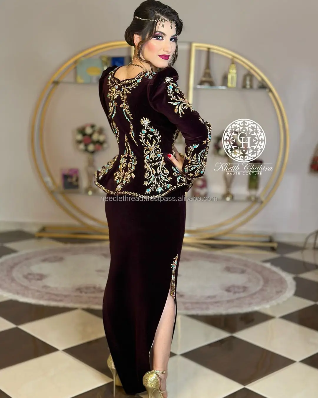 Maroon Karakoual Traditional Wedding Dresses Omani Muslim Woman - Buy ...