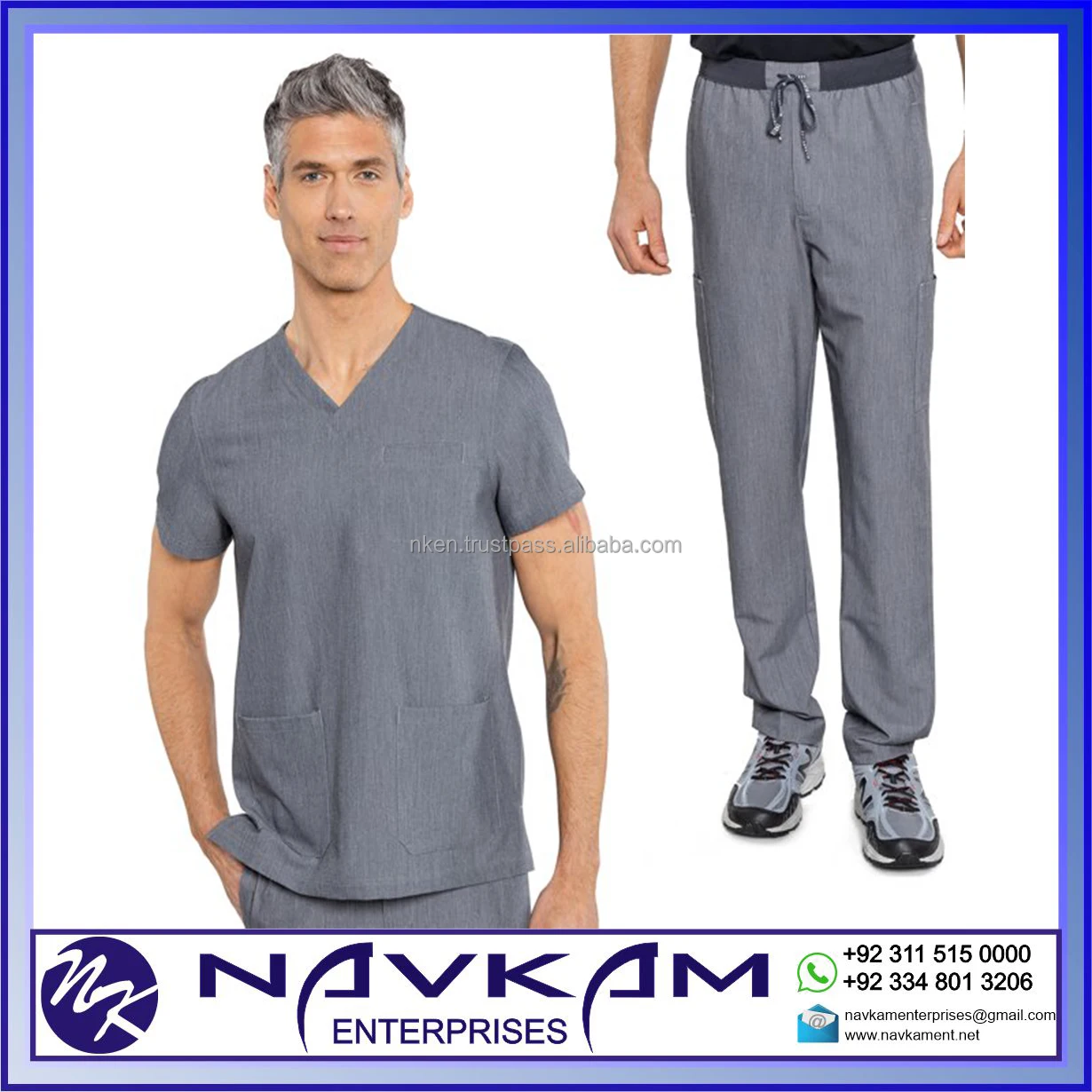 Fashion Men Stretch Dental Hospital Scrubs Uniform Sets Unisex Pharmacy