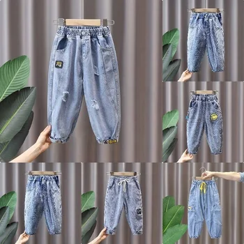 OEM kids cotton jeans model top sale grinding black color children denim pants