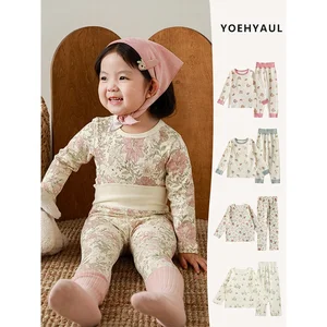 YOEHYAUL High Quality Washed Child Pajamas for Children Baby Cute Warm Night Wear Girls Sleepwear Kids Lingerie Pyjamas Set