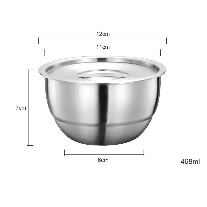 304 Stainless Steel Rice Bowl With Lid Thickened Antiscalding Soup