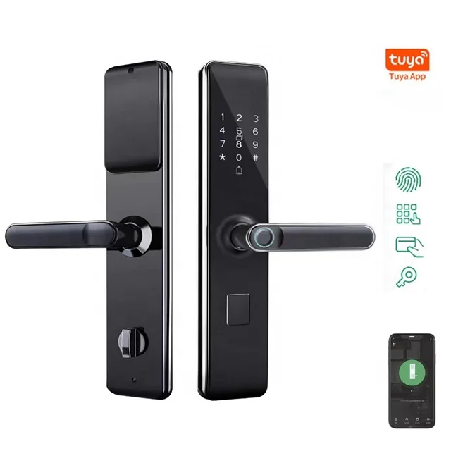 Factory Price Security Handle Digital Tuya Cerraduras Inteligentes Con Wifi Keys Apartment Fingerprint Smart Door Lock