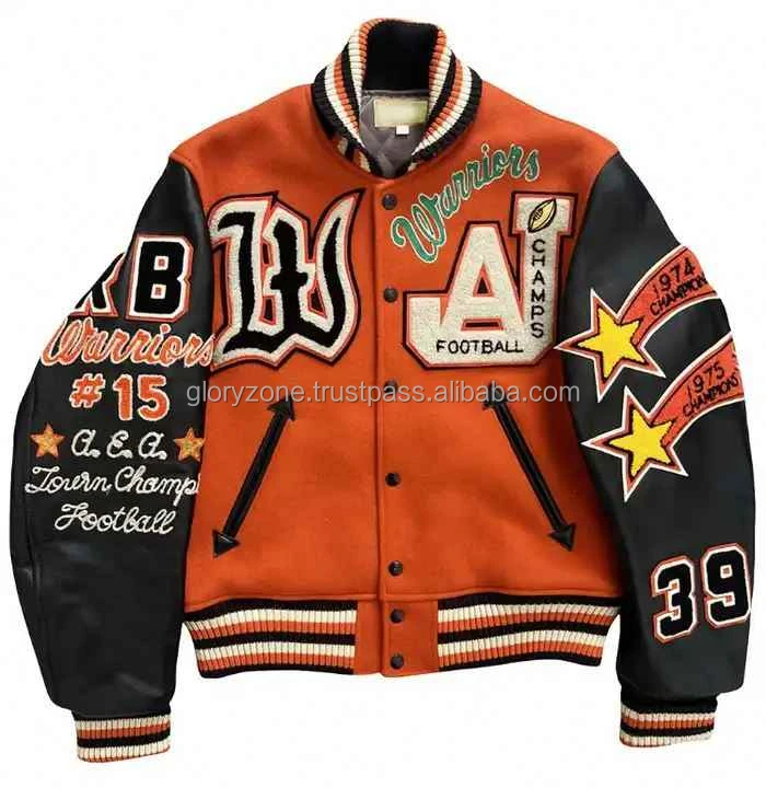 Custom Logo Men's Winter Fleece Wool Bomber Embroidery Patchwork Reversible Eco-Friendly Varsity Jacket