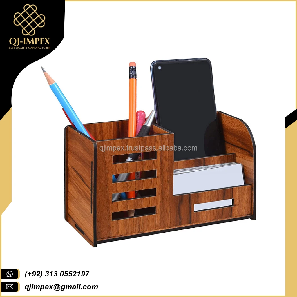 Custom Wooden Desk Business Card Holder Closure Desktop Name Card