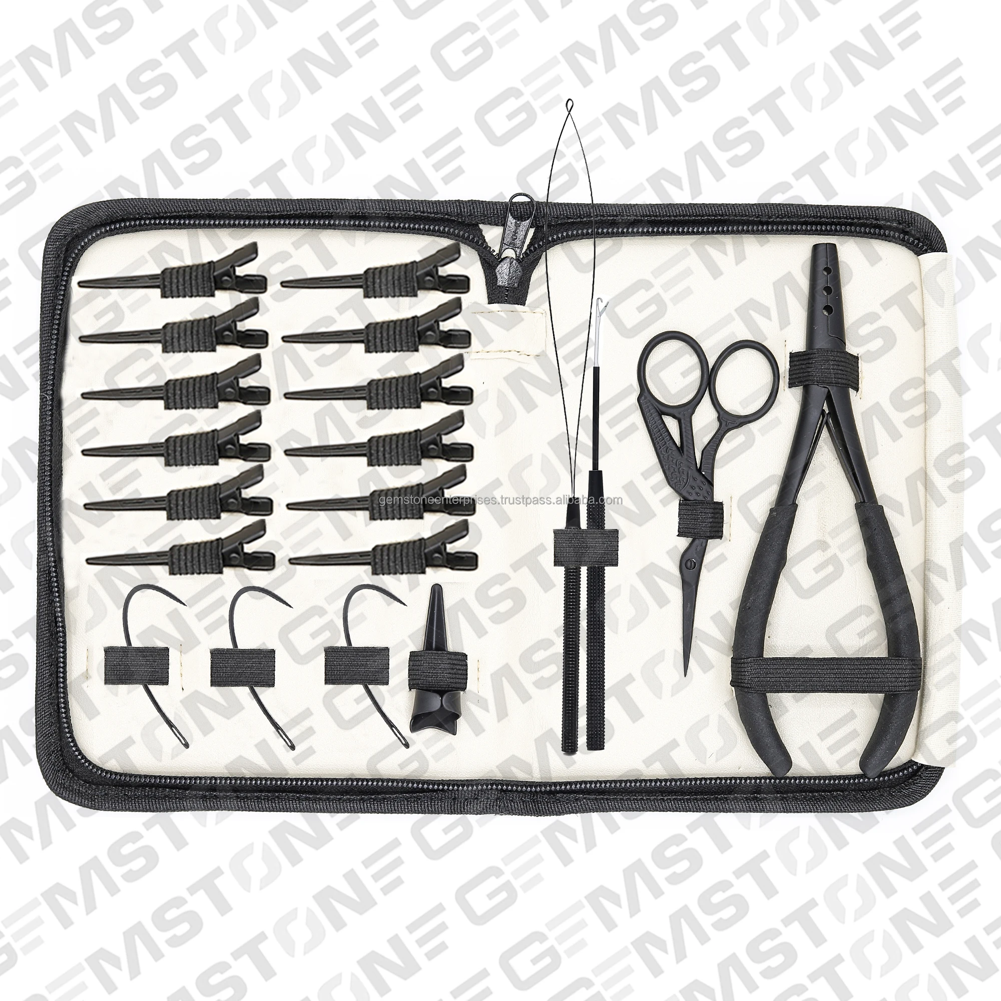 Black Hair Extensions Pliers Tool Kit With Hair Section Clips Pulling