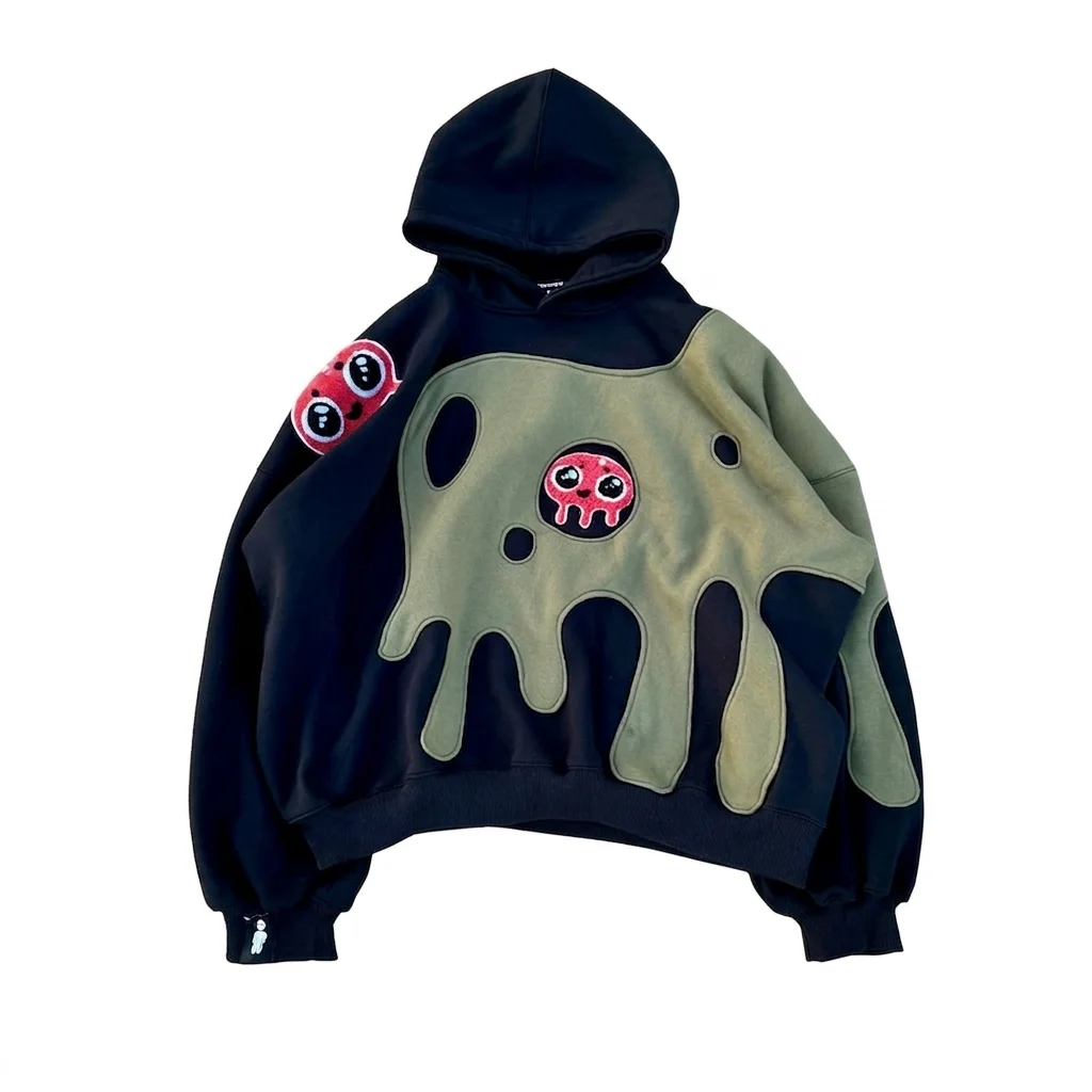 Glory Customizable Logo Men's Autumn Vintage French Terry Zipper-Up Hoodie 100% Cotton 500Gsm Cartoon Two Tone Slim Fit Lined
