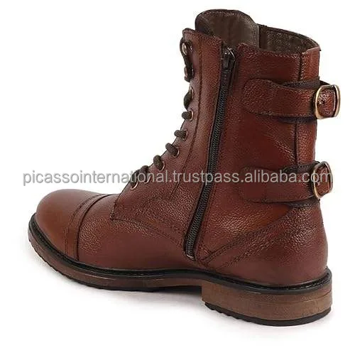 Leading Exporter of Unique Design Custom Logo Shoes OEM High Quality 100% Genuine Leather Hiking Boot for Men from India