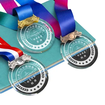 High Quality Competitions Personalized Crystal Glass Gymnastics Medal Award Custom Medals Sports