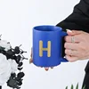 custom alphabet blue ceramic Mug (H)