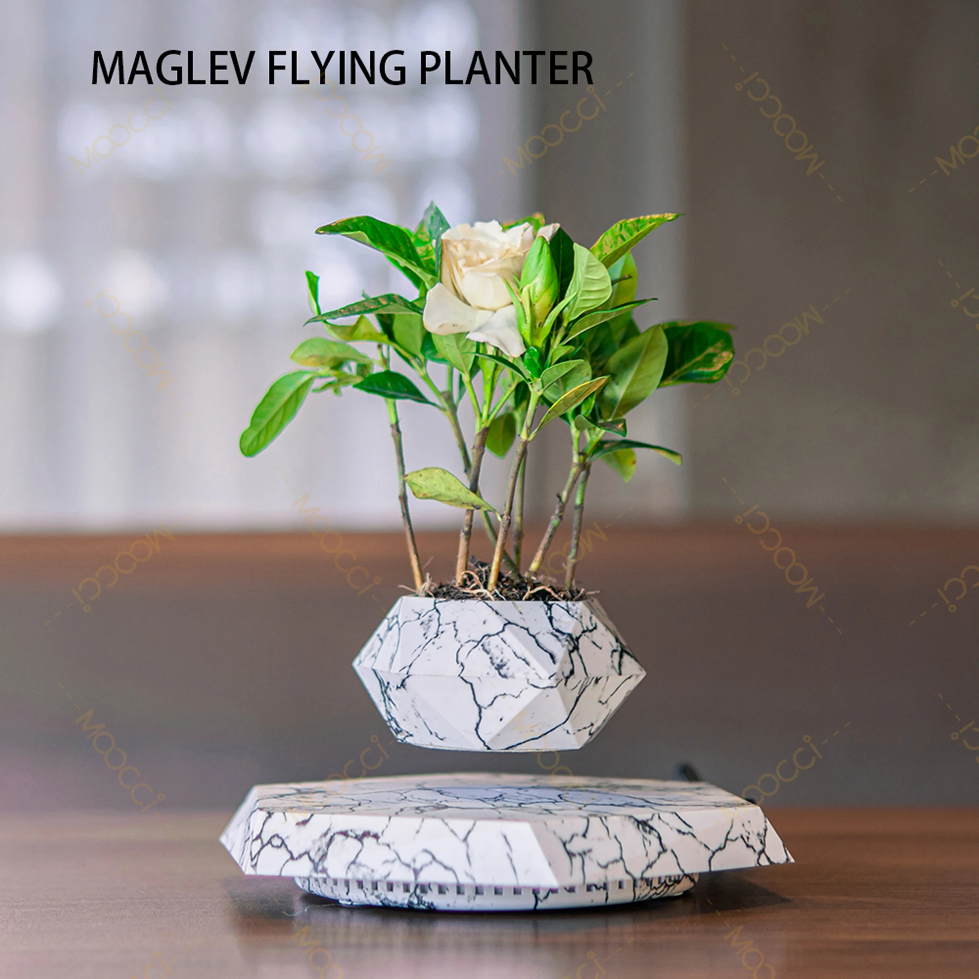 Elegant ABS Plastic Magnetic Levitation Flower Pot - Eco-Friendly