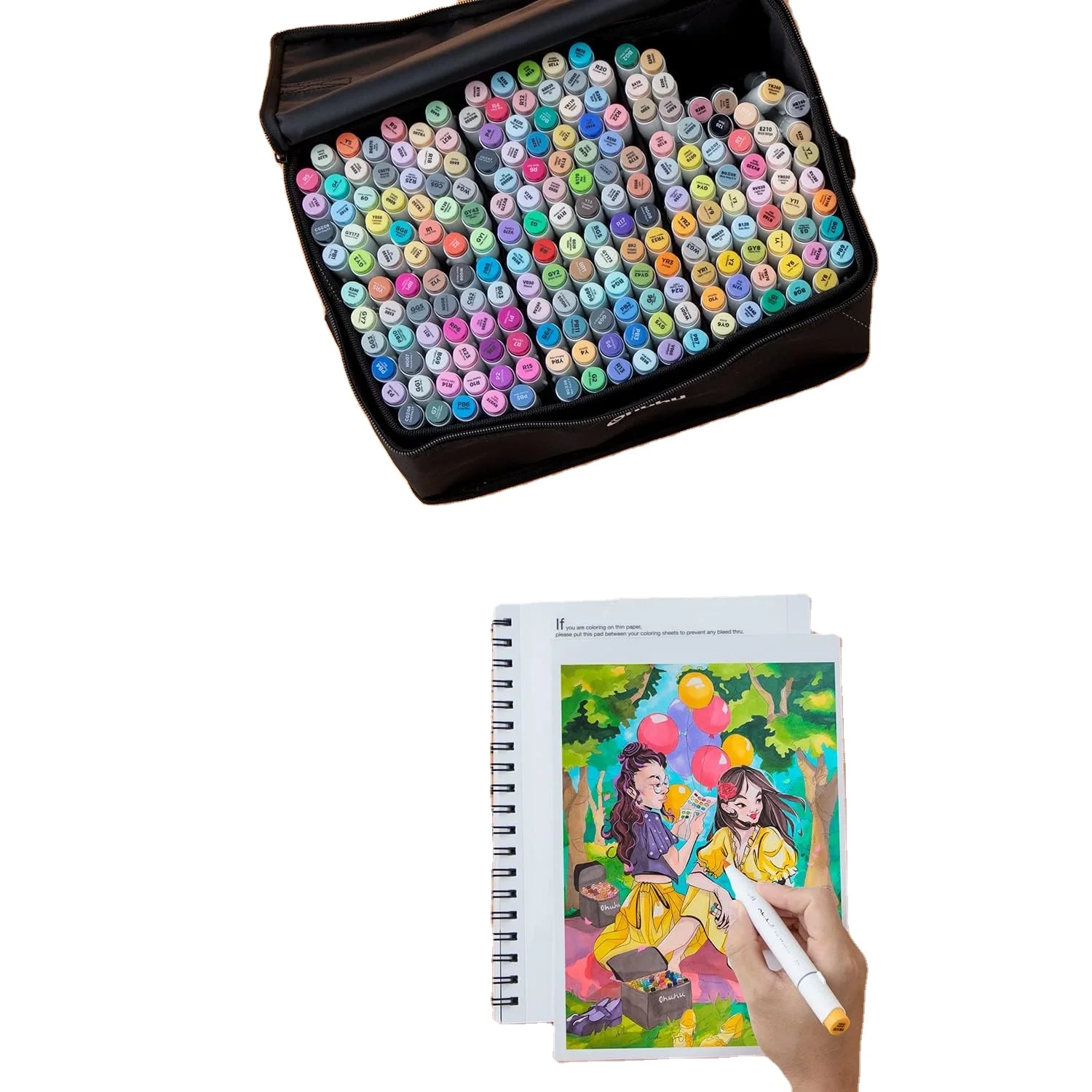 Маркеры Ohuhu 216 с двойным наконечником на спиртовой основе