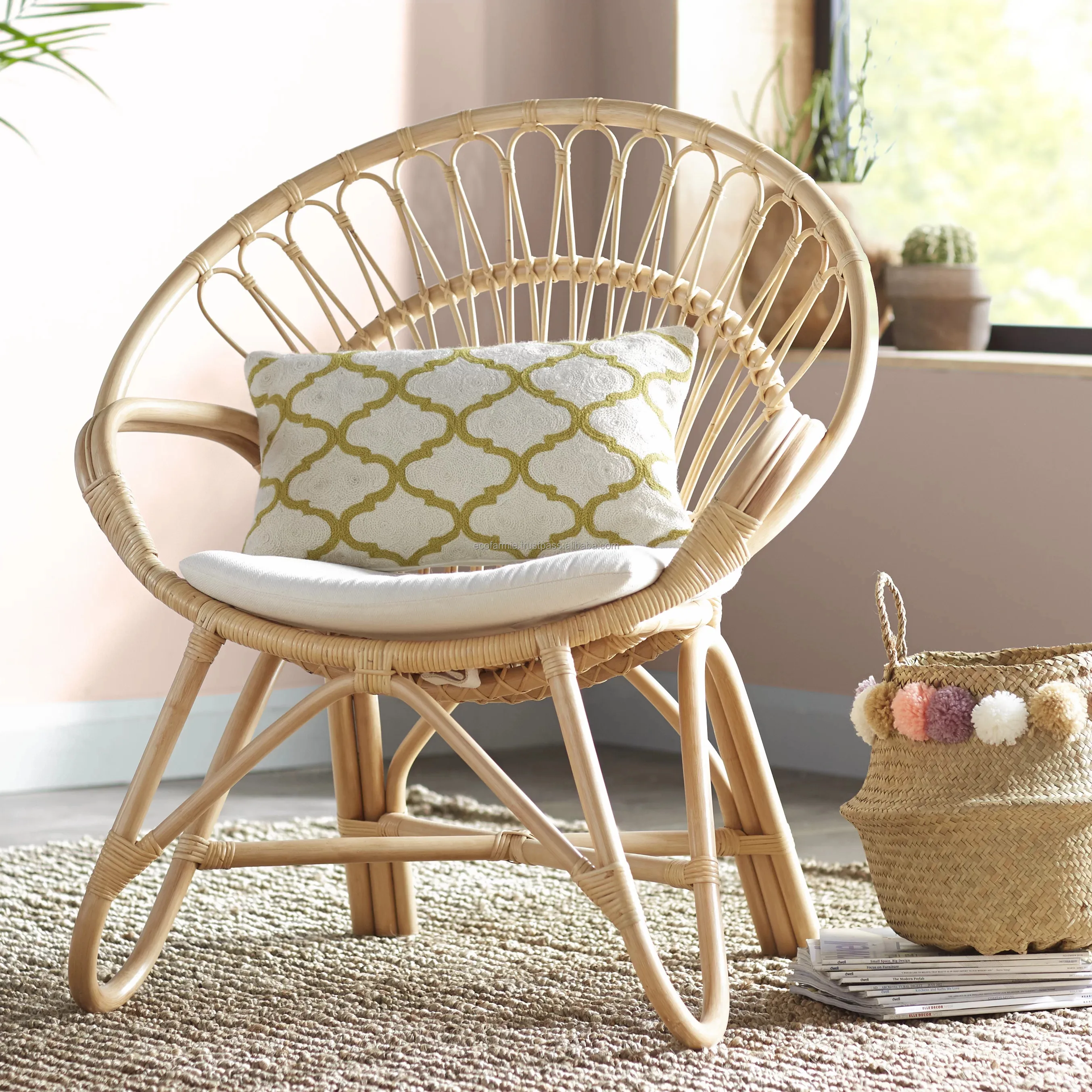 Wholesale Wicker Papasan Outdoor Lounge Relaxing Chair Natural Rattan