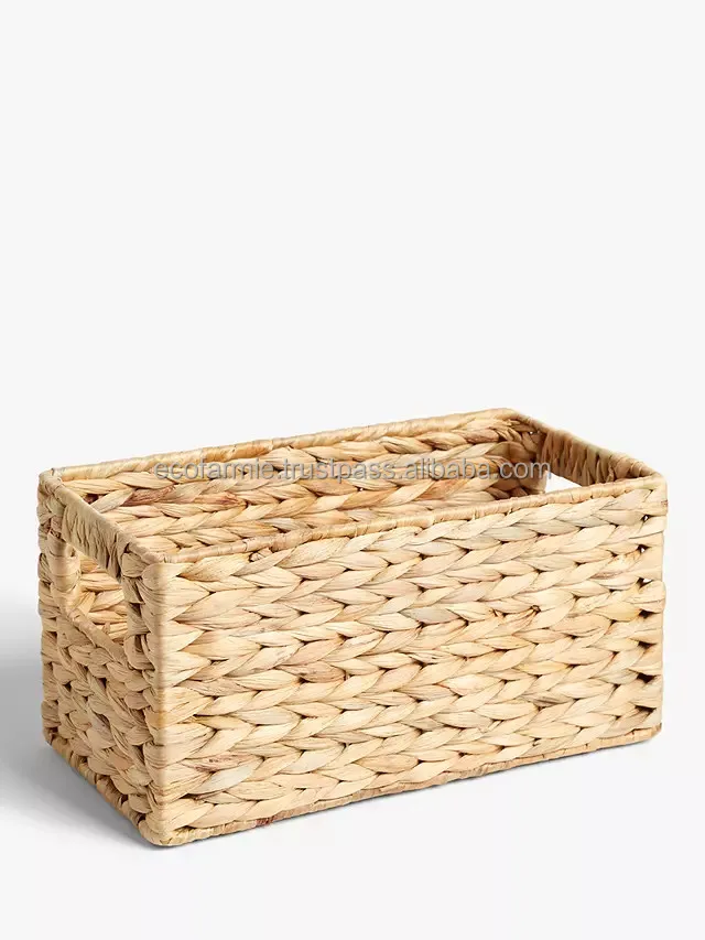 Water Hyacinth Foldable Basket Natural Woven Laundry Hamper Basket