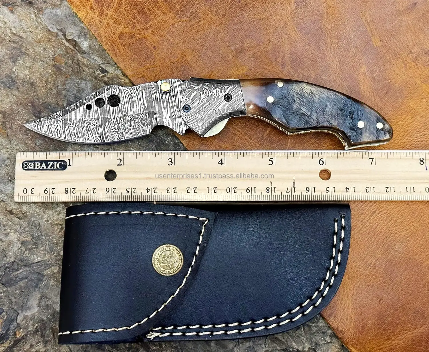 Custom Handmade Damascus Steel Pocket Knife 3 Inch Blade And Handle Ram