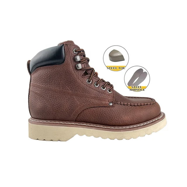 Hiking Outdoor Lightweight Workmans Safety Leather Shoes Climbing Industrial Ankle Cut EVA Outsole Goodyear Welt Safety Boots