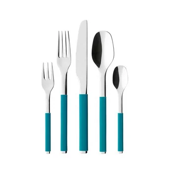 Western style party palace royal wedding luxury Silver Green Resin Handle Flatware Set Forks Spoons Knives Flatware Cutlery Set