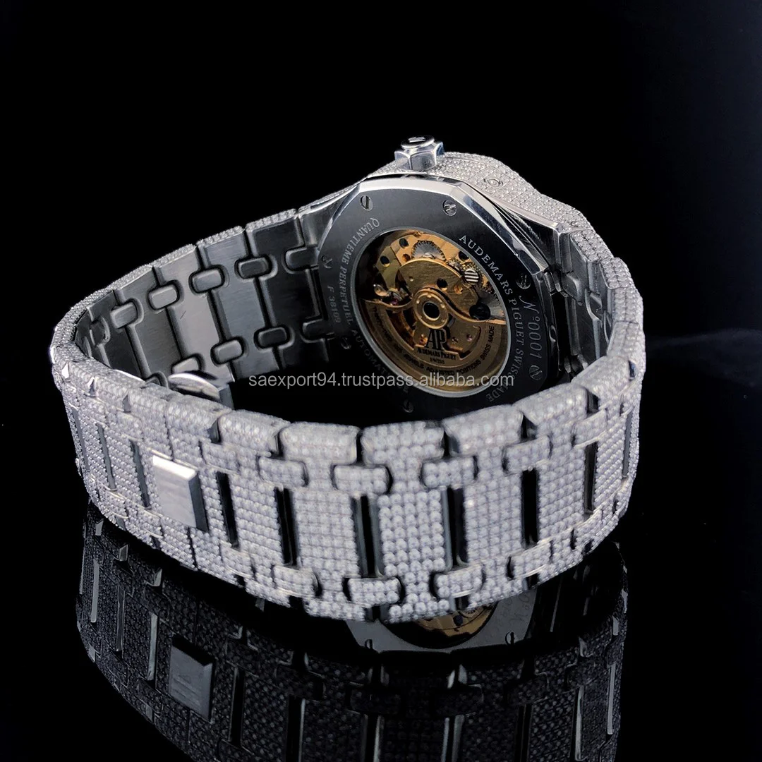 Limited Edition Moissanite Diamond Studded Hip Hop Watch Waterproof Automatic Date Timepiece Jewelry Stainless Steel Watch