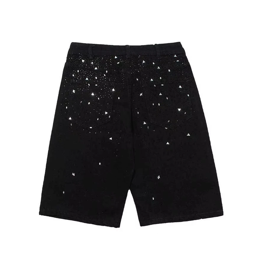 Glory Premium Quality Stylish Denim Short For Men Customized Design Shorts 100% Cotton Breathable Shorts Men Denim rhinestone