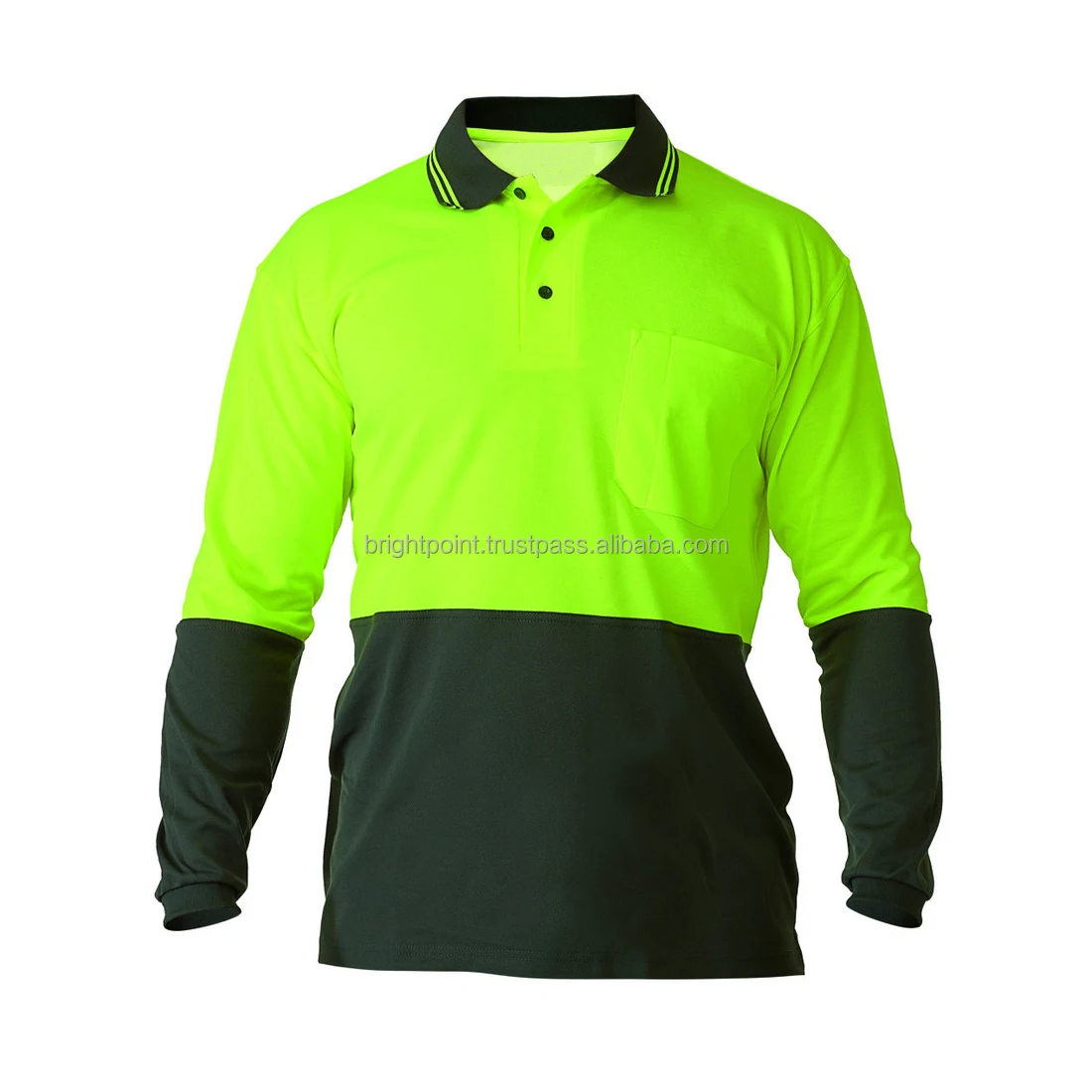 Long Sleeve Hi Vis Work Polo Shirts Men Full Road Safety Uniforms High ...