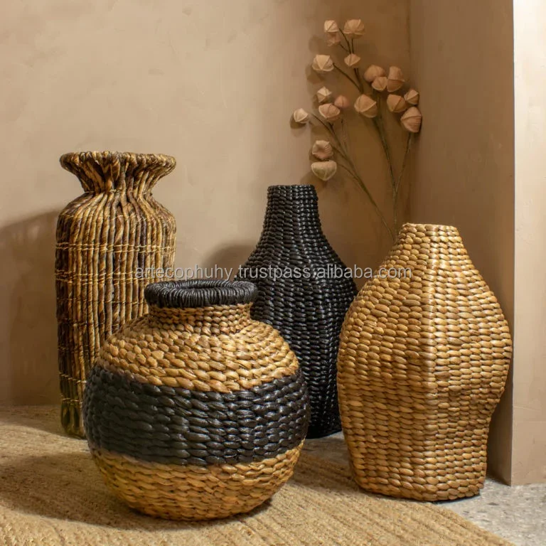 Handcrafted Nordic Table Water Hyacinth Flower Vase Cheap Price Durable