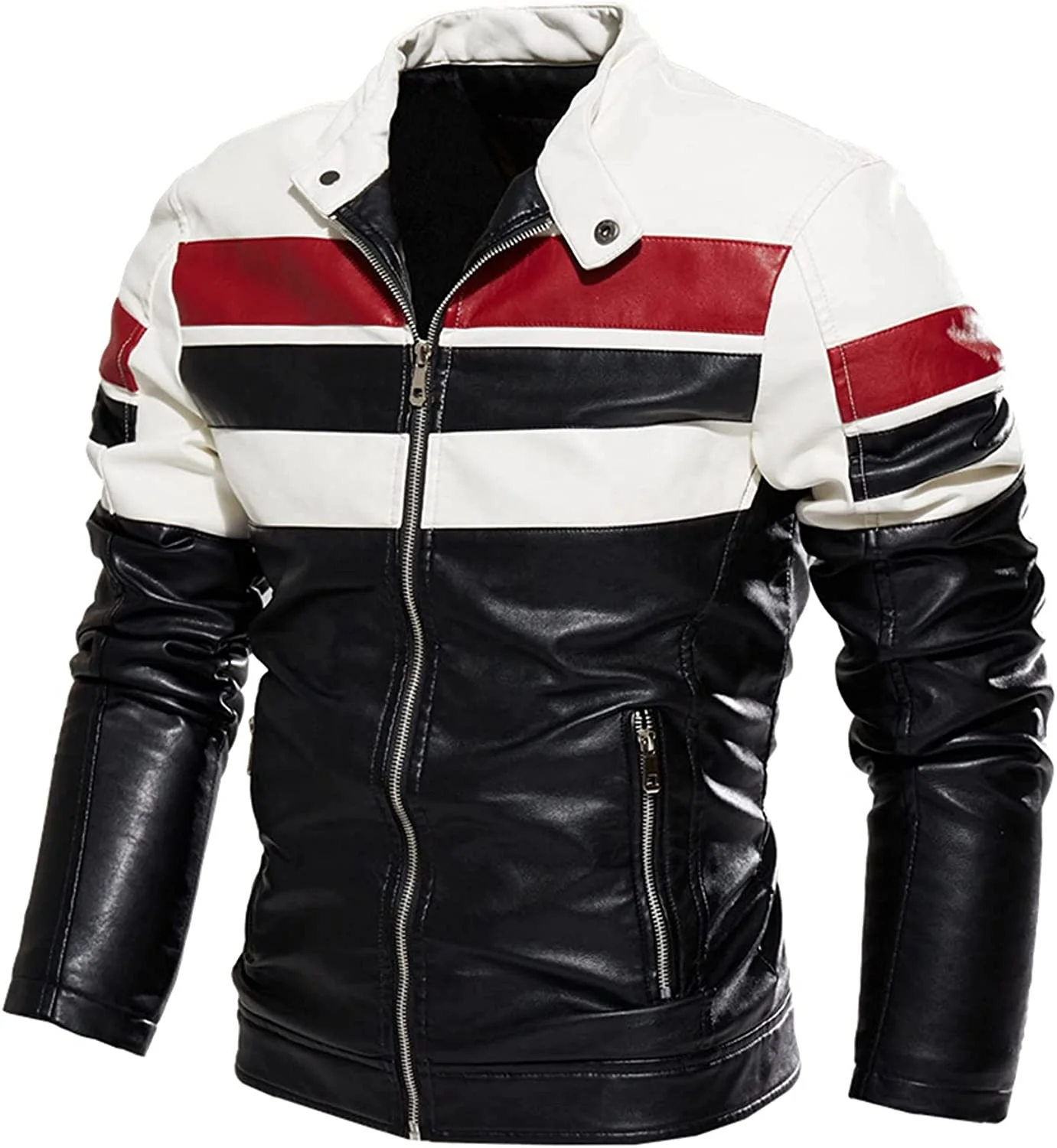 Classic Design Men Leather Jacket Motorcycle Biker Jacket Zip Up Color ...