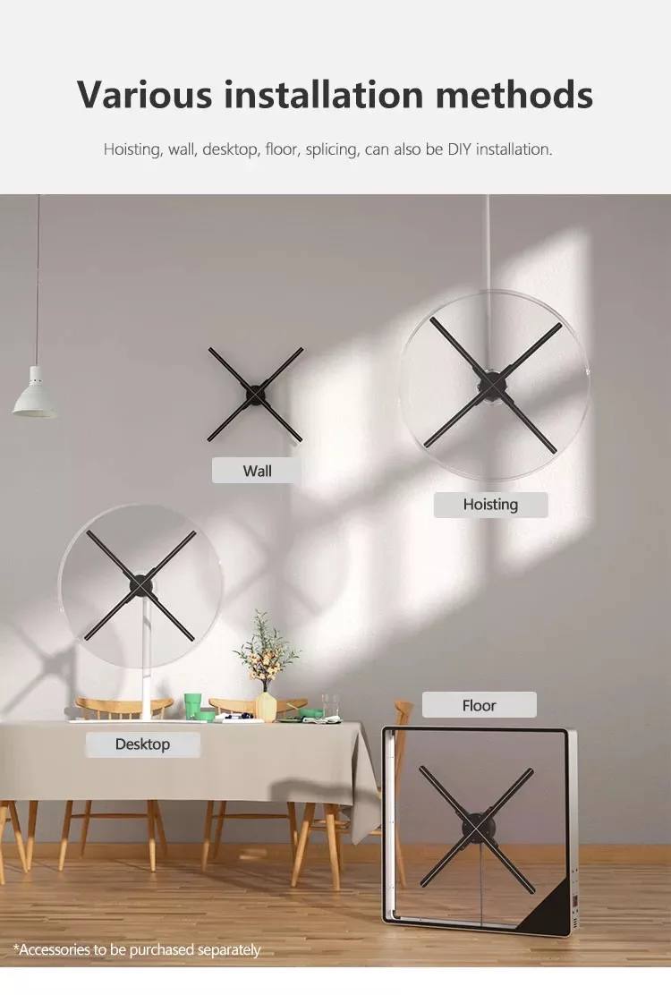 3D Holographic LED Fan 72cm Advertising Display Machine Hologram Equipment for Fan