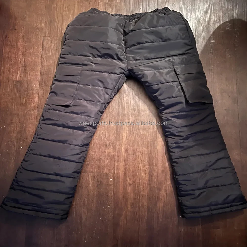 New 2024 Flared Puffer Pants Custom Manufacturing Men Puffer Pant With