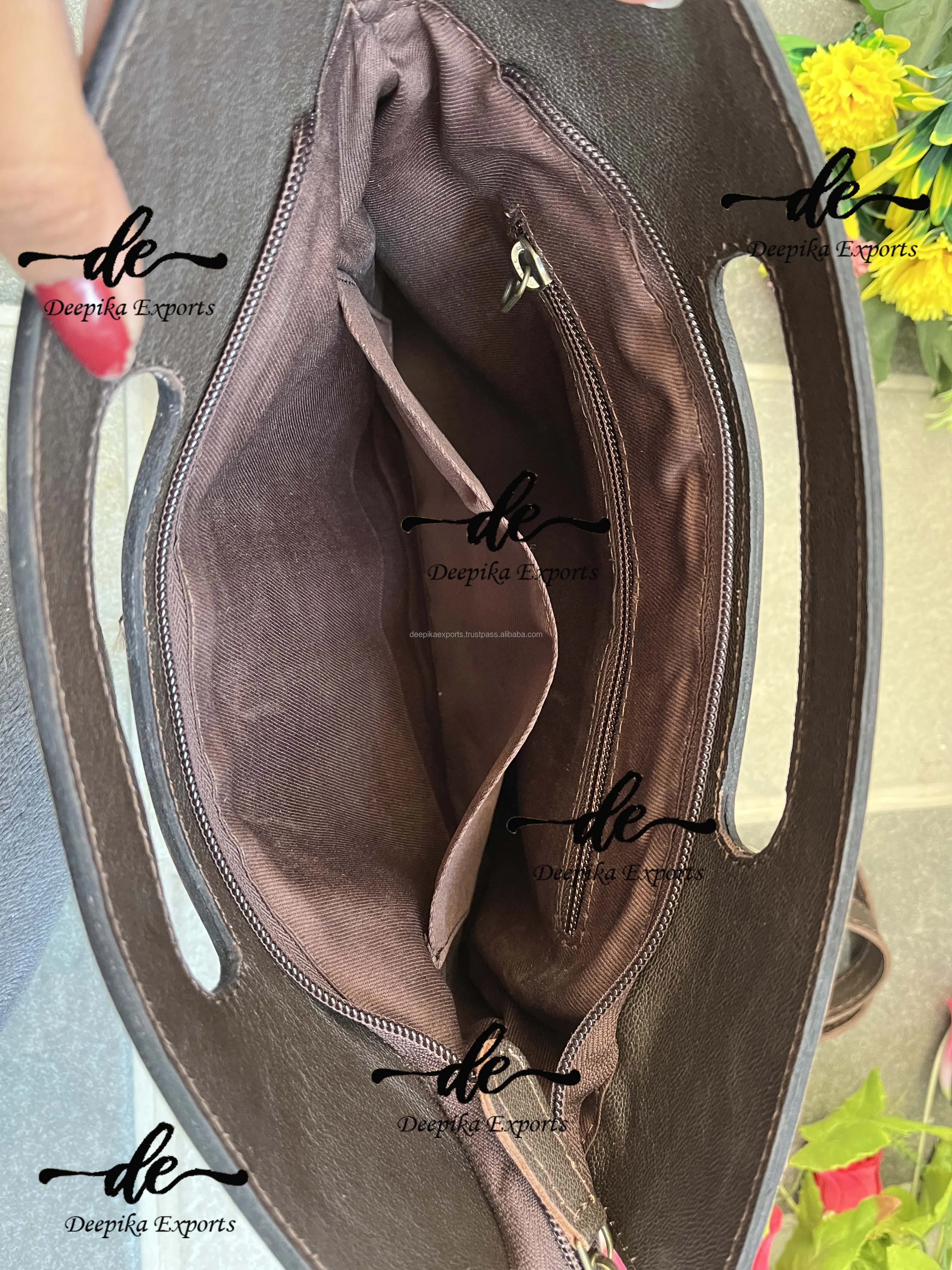 Metallic Fur Leather Fringe Handbag Hand Tooled Carving Sling Shopping