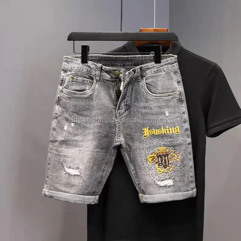 European And American High Street Washed Mid-waist Straight Summer Thin Men's Denim Shorts415_voghion.com