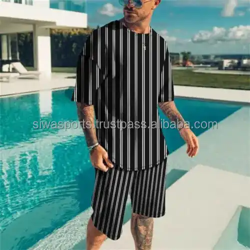Wholesale Hot Sale Casual Cotton Men 2 Piece Short Sets Men Solid Color
