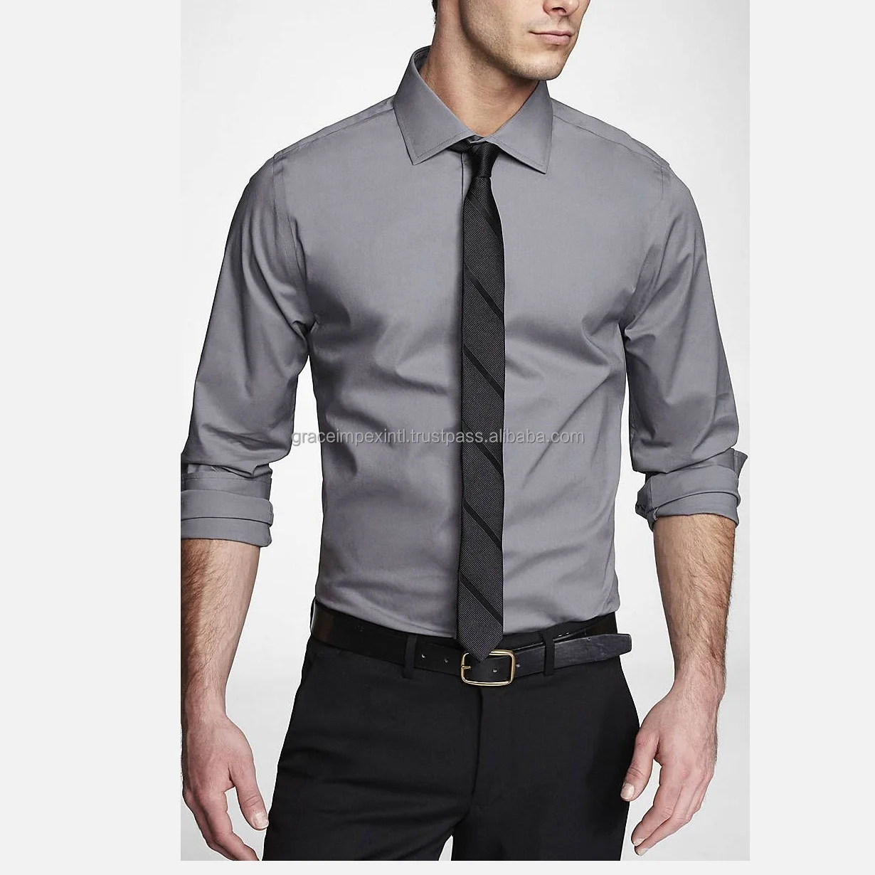 Men's Dress Shirt Regular Fit Stretch Solid Button Down Collar For Men