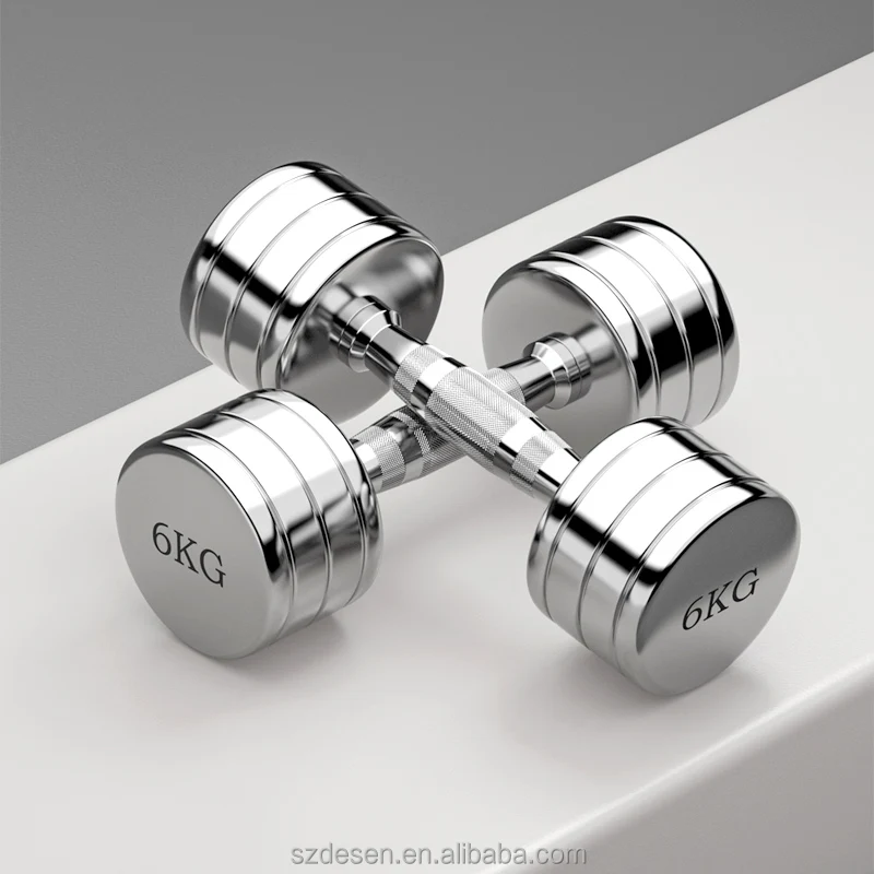 Gym Equipment Fitness Women's Dumbbells1-10kg Silver Electroplated Chromium product detail 1
