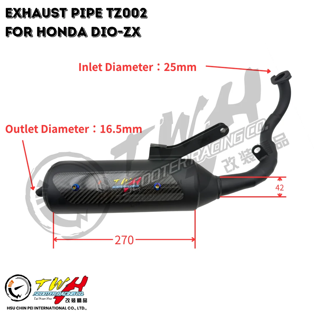 TWH ZX TZ002 Motorcycle Racing Muffler Exhaust Pipe for Honda AF34