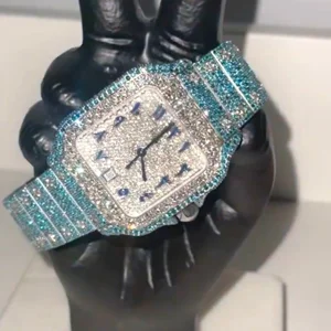 Custom Luxury Square Antique Moissanite Watch | VVS Iced Out Skeleton | Yellow Gold | Passes Diamond Tester Wholesale