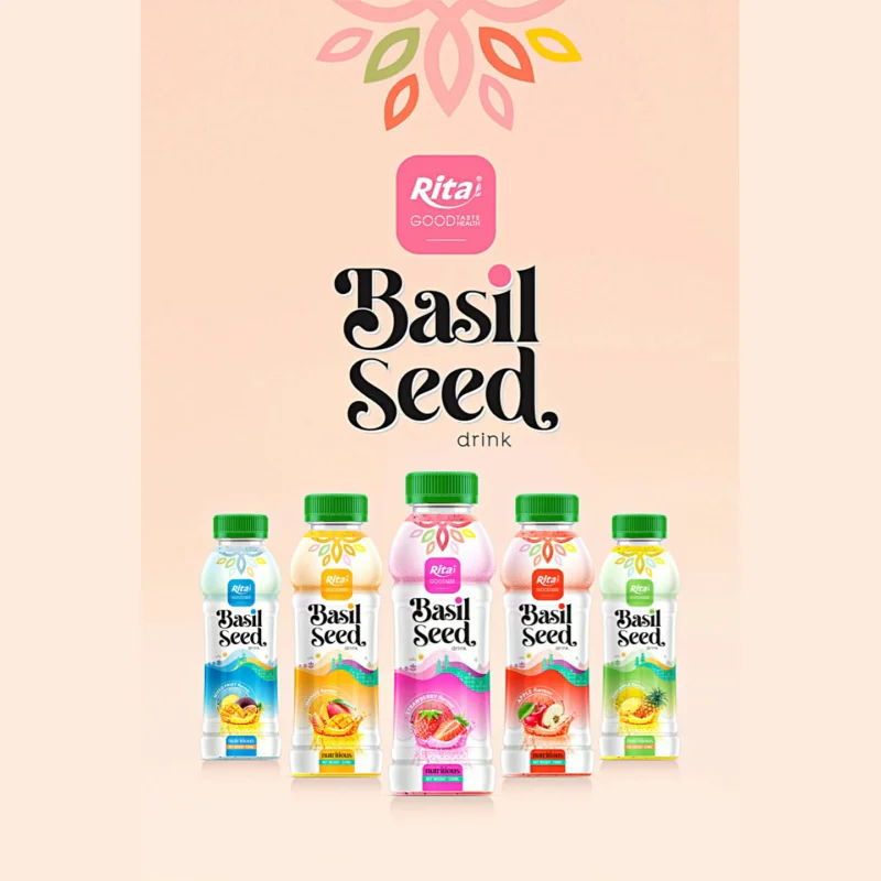 Soft Drink Food And Beverage Natural Basil Seed Drink With Peach Juice 330 Ml Pet Bottle Buy