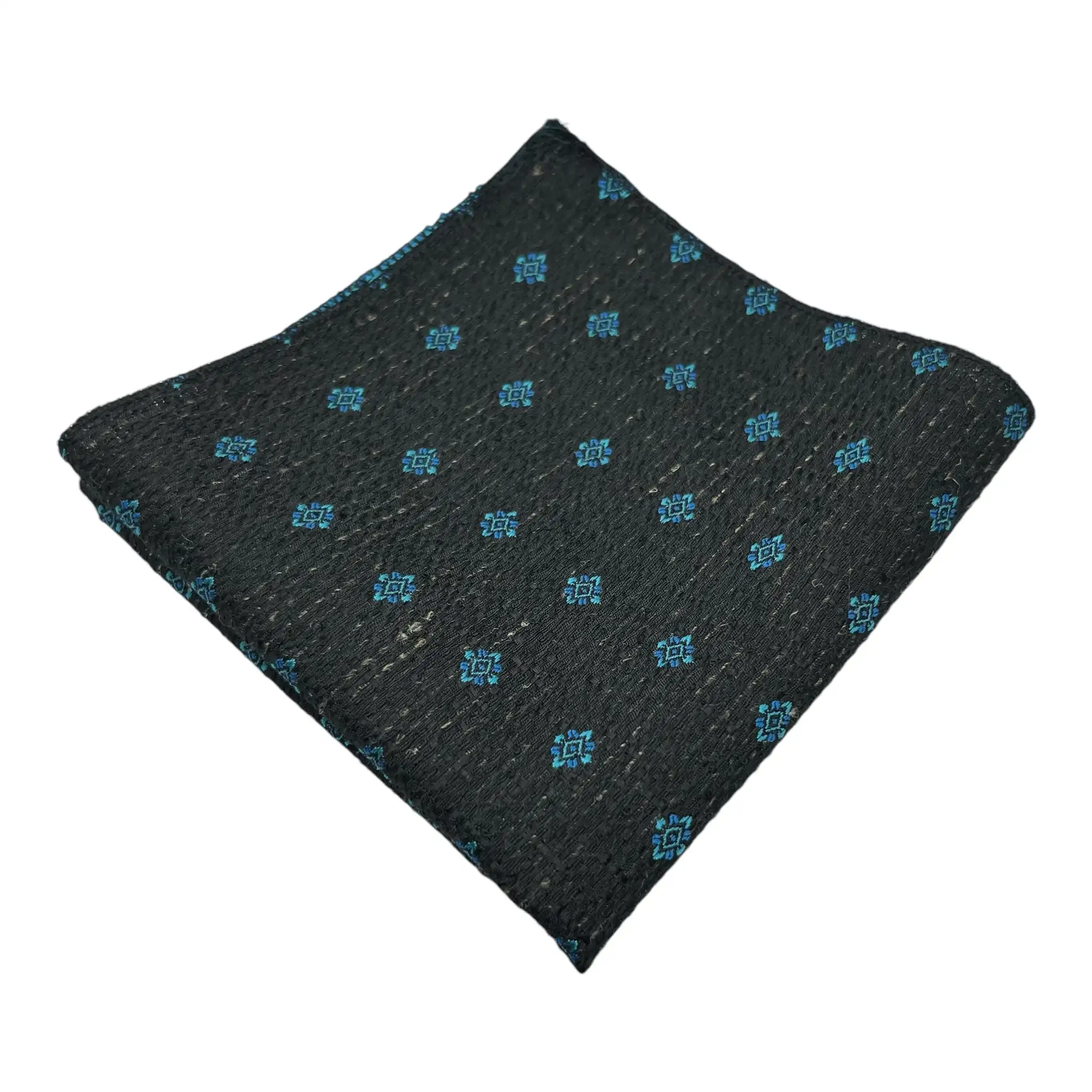 Tie Benon Black Geometric Broad Cashmere Tie and Pocket Square Combo for Groom Wear