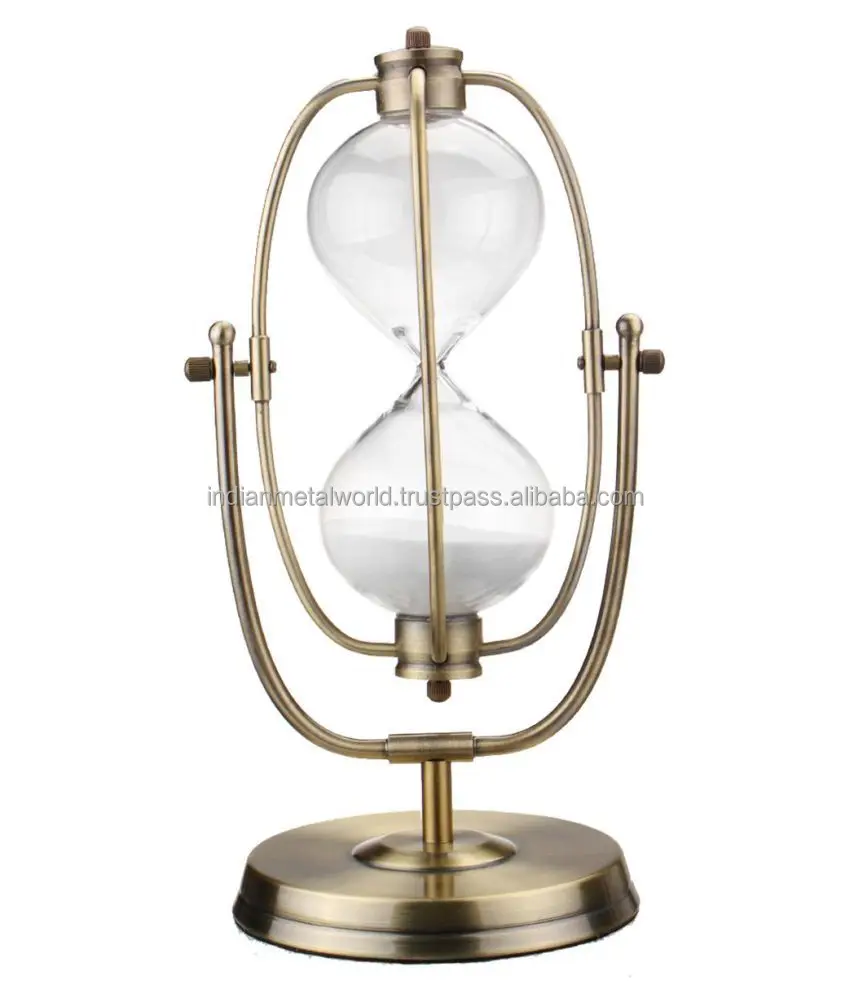 Индийские поставщики, высококачественное ремесло, винтажное украшение, бронзовый песок, таймер, латунные песочные часы, металлические песочные часы