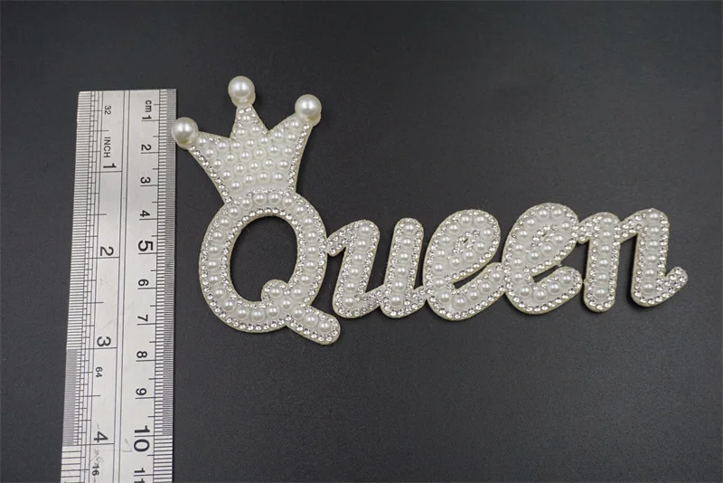 Crown with queen Bridal Bling Glitter Letters Patch Alphabet Applique Letter Stickers for DIY Clothes Bags Shoes