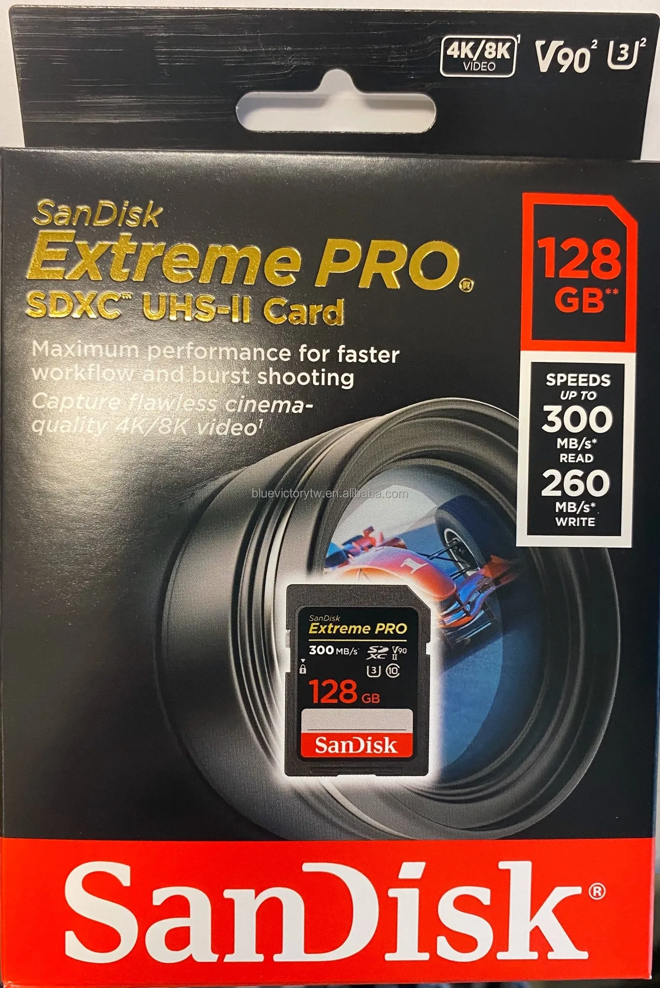 Sandisk 128gb Extreme Pro Sdxc,Uhs-ii Sd Memory Card,300 Mb/s,8k,V90,U3 ...