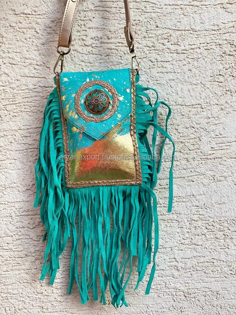 Handmade Real Metallic Fur Leather Handbag Hair On Hide Fur Leather