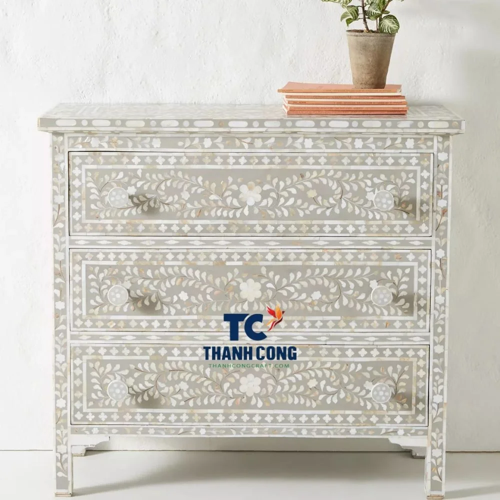 Лучшая роскошная мебель для шкафа: перламутровая Инкрустация с тремя ящиками элегантное мастерство вневременного дизайна интерьера.