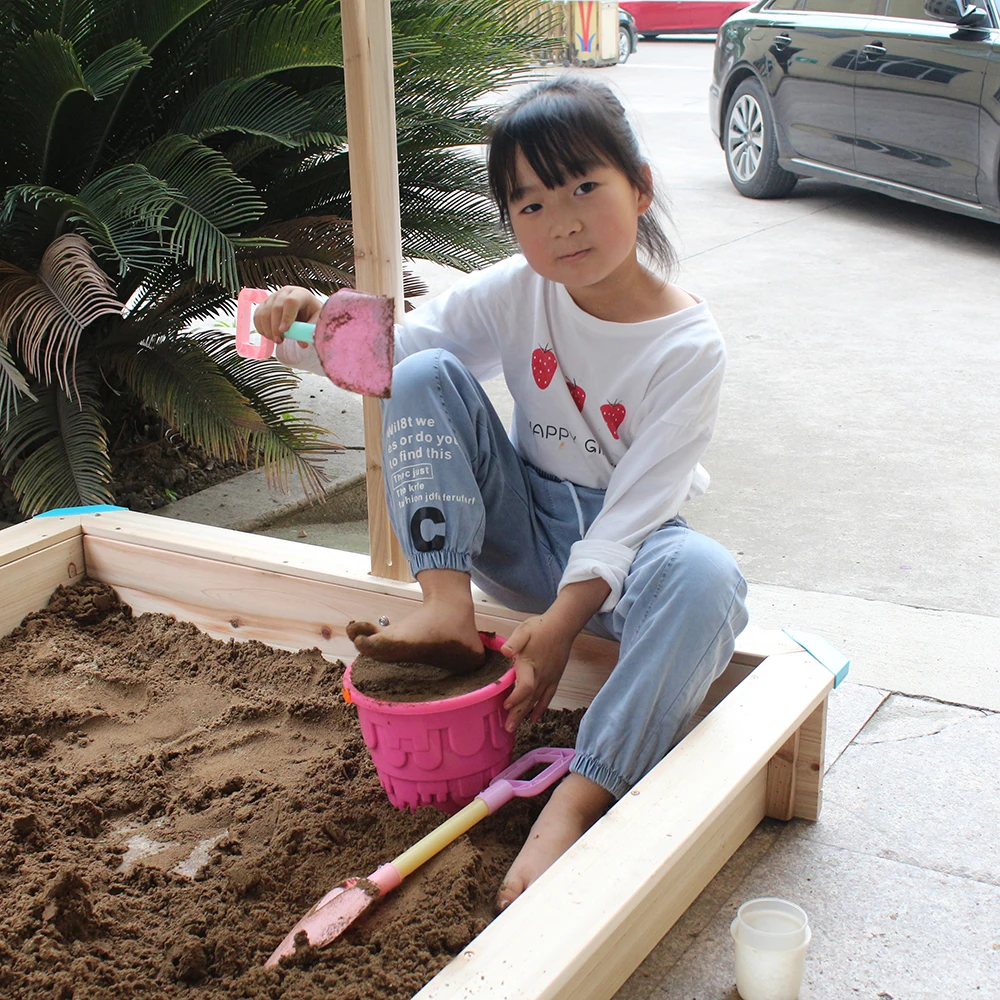 Natural Color Sandbox 2 Kids 1 Large Sandbox Wooden for Kids Role Sand Box Wholesale Sand Pit