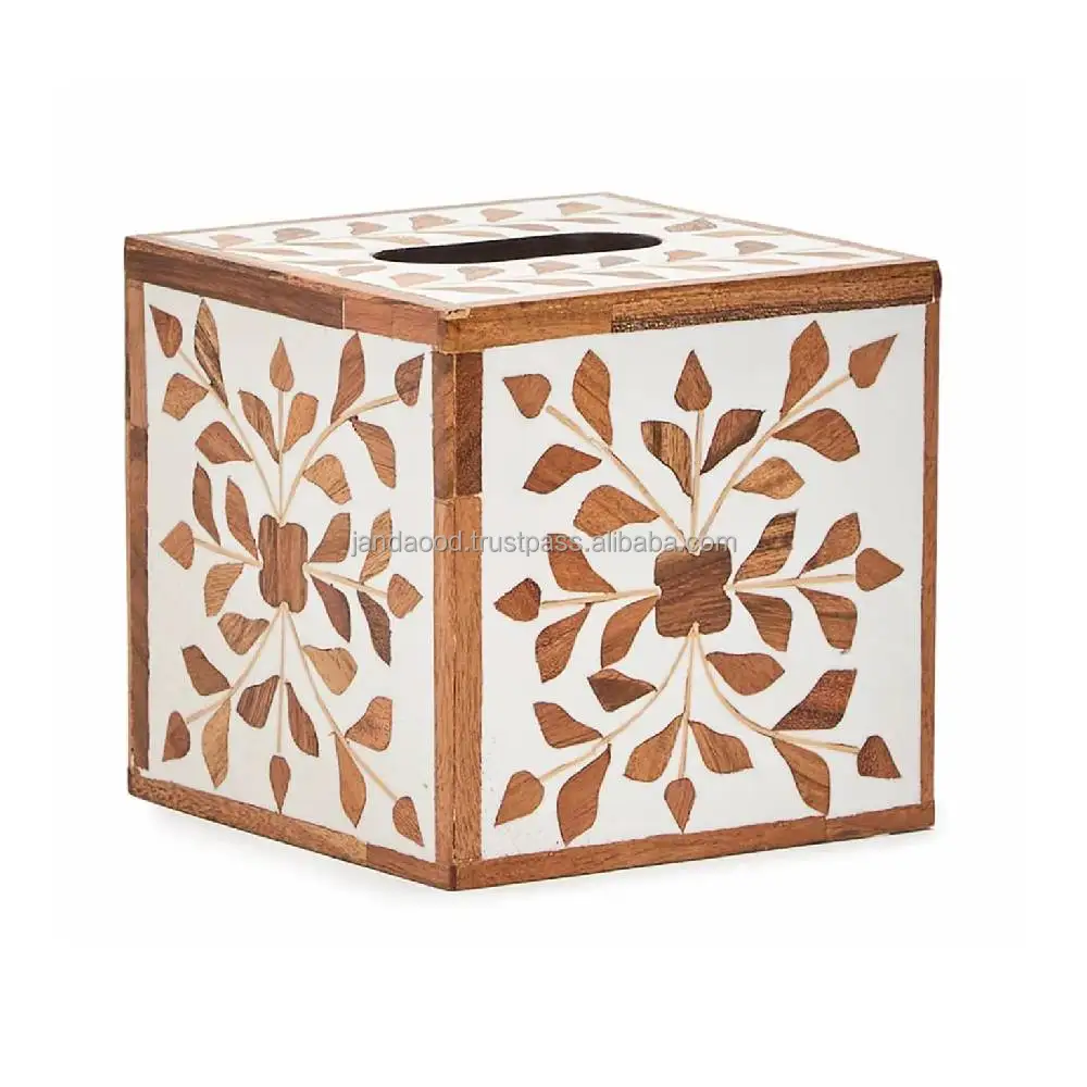 White Mosaic Pattern Mother Of Pearl Tissue Box Holder Napkin Case Holder Handmade Tissue Box