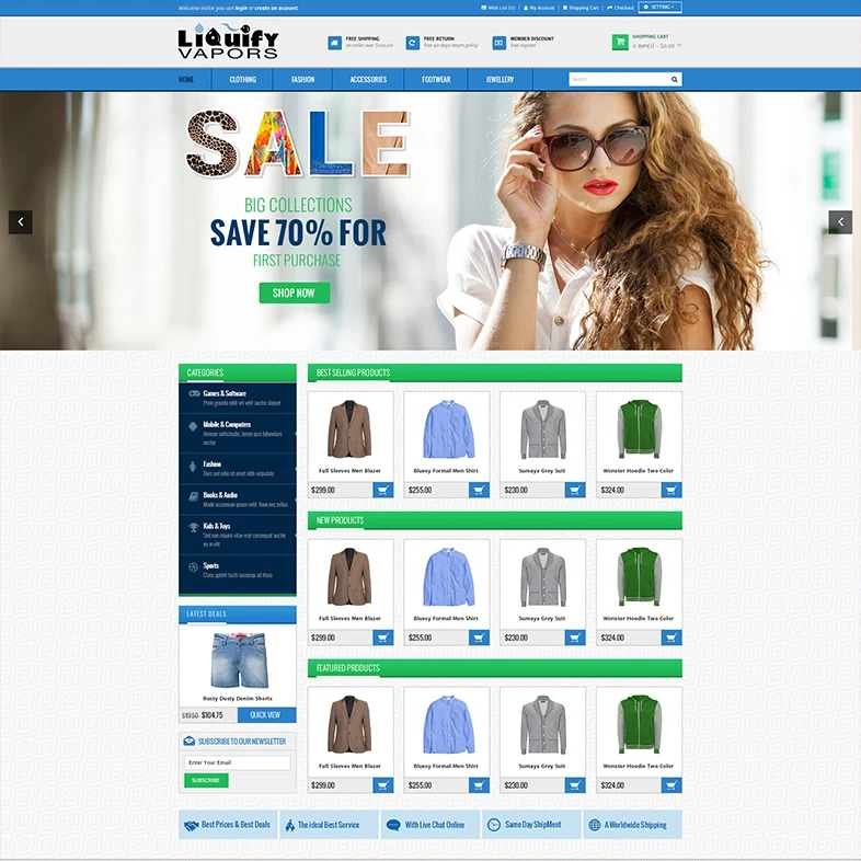 ECommerce Online Shopping Website Design & Web Development for Artificial Jewelry Shop Prestashop Theme Magento Template Builder