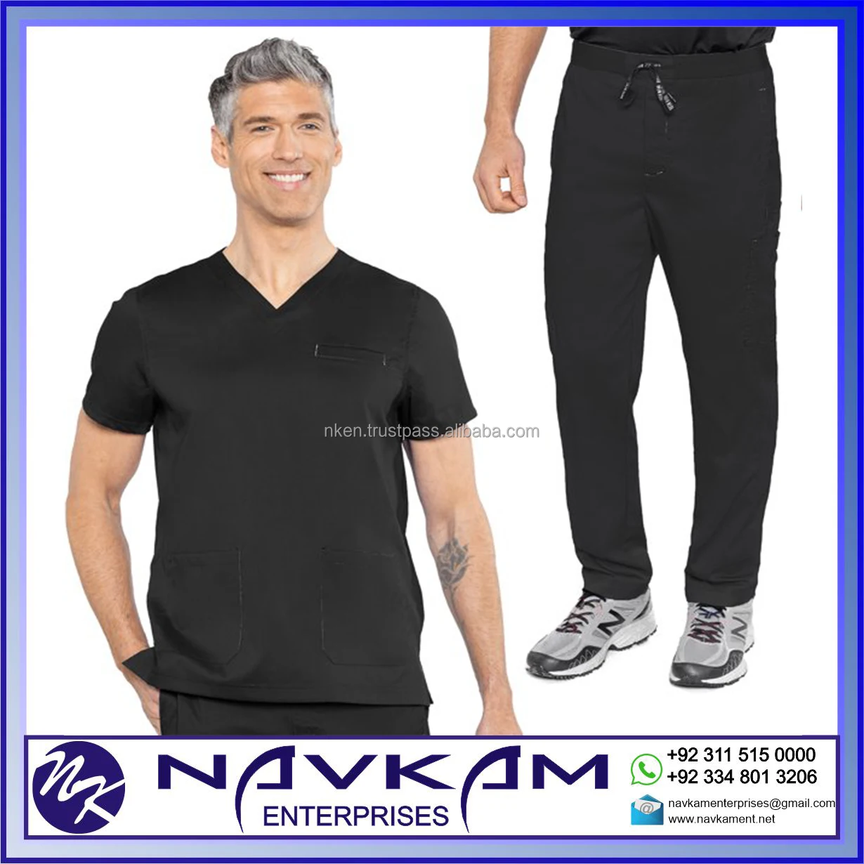 Fashion Men Stretch Dental Hospital Scrubs Uniform Sets Unisex Pharmacy