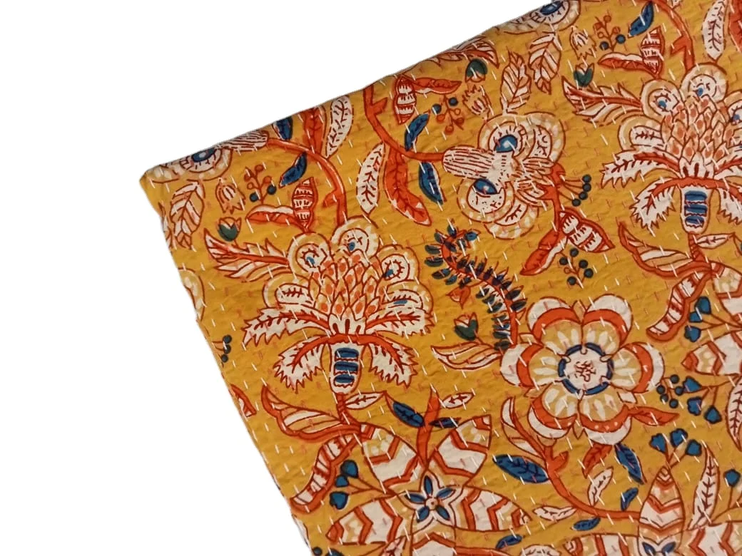 Индийское Покрывало Kantha ручной работы Queen Kantha, King Kantha покрывало, покрывало, покрывало из хлопка